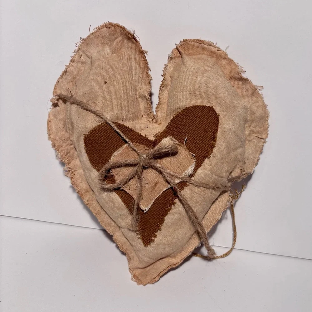 Set Of 3 Handmade Grungy Stuffed Hearts W/ Vintage Embellishments